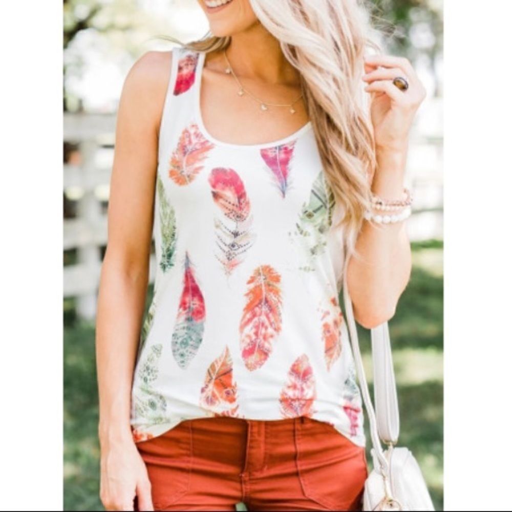 Multicolor Aztec Feather Tank Top - Picture 2 of 7